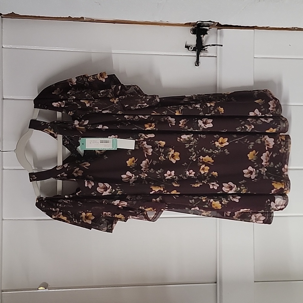 NWT Papermoon Kinzey Cold Shoulder Top Burgundy Floral - Size 1X - *GORGEOUS*